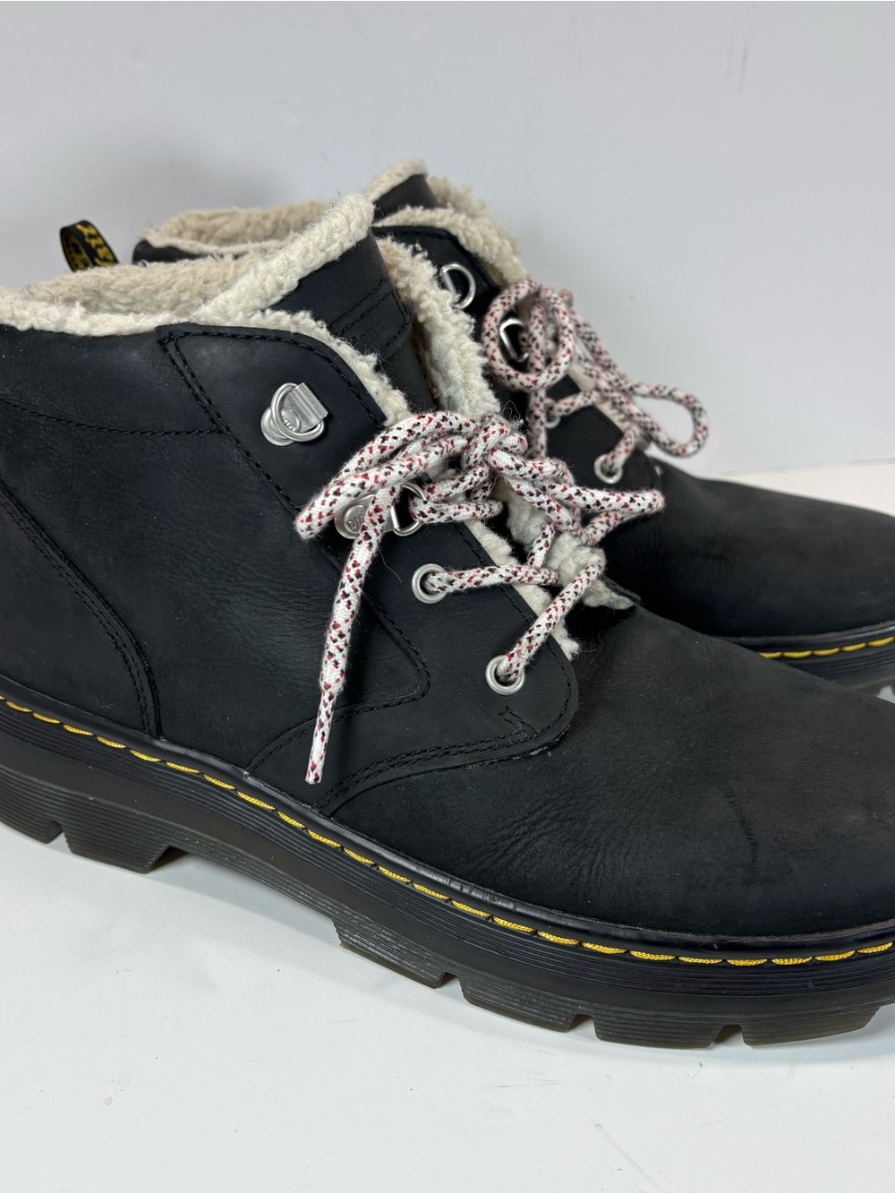 Dr. Martens Womens Sz 11 Bonny Black Leather Shearling Lined Ankle Lace Up Boot